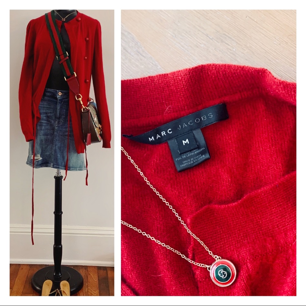 Cherry red cardigan by Marc Jacobs